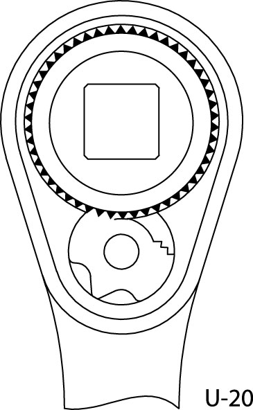 1993-u-20 Gedore 1/2 in Ratchet with Dual Component, Non-Slip Handle, 270mm Overall