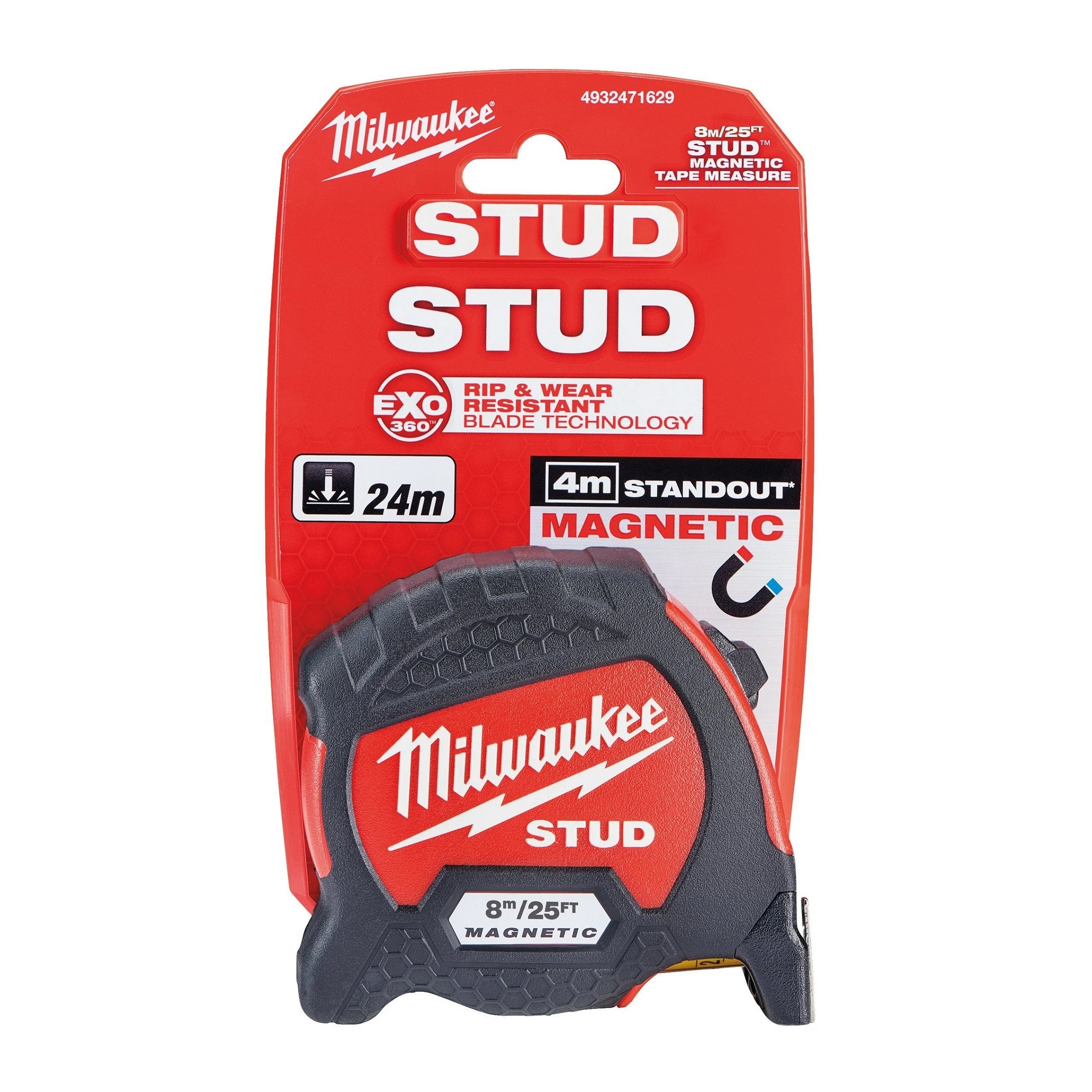 4932471629 Milwaukee Stud 8m Tape Measure, Metric