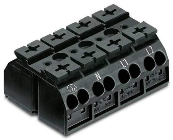 WAGO 862 Series Terminal Strip, 4-Way, 28A, 20 → 12 AWG Wire, Push-In Cage Clamp Termination