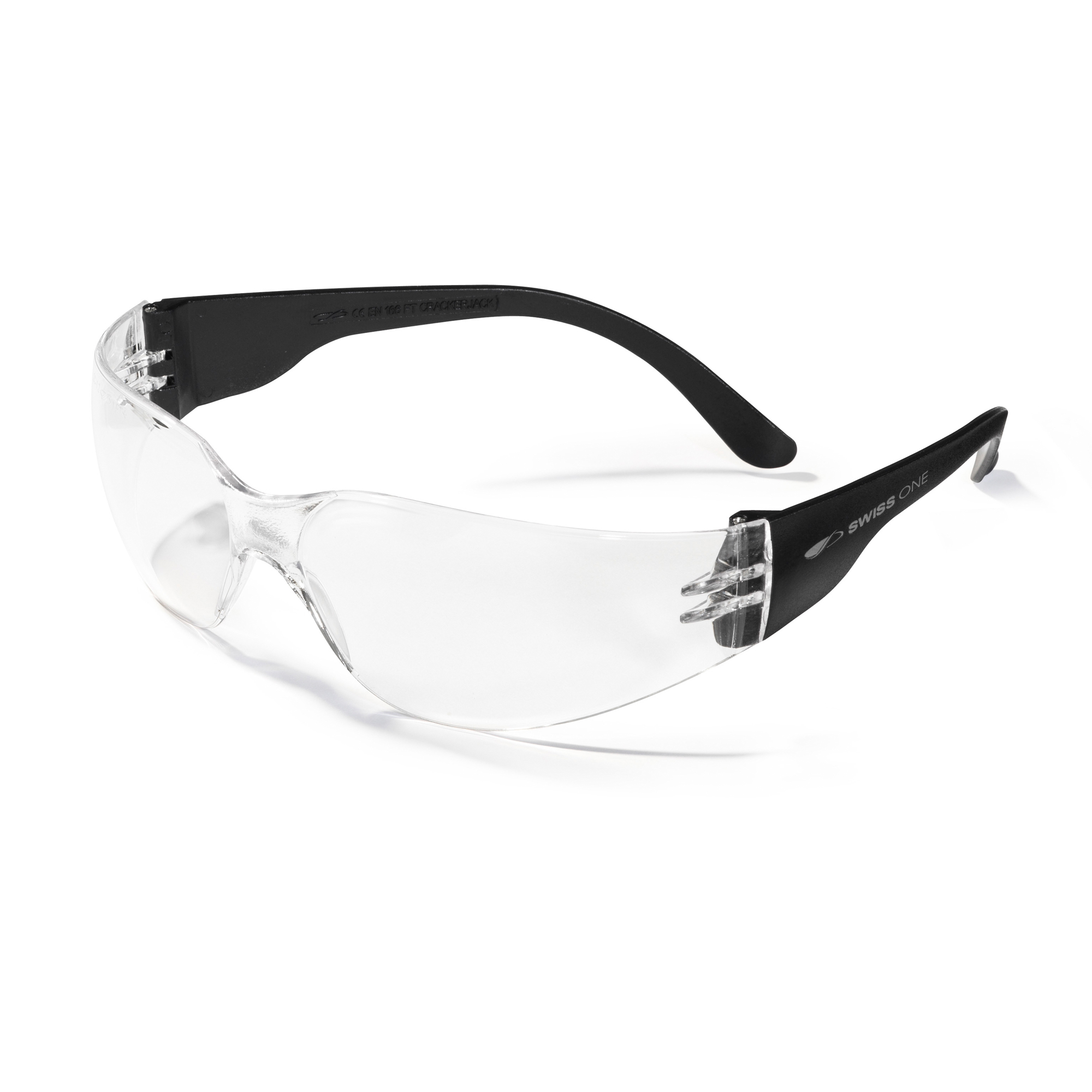 JSP Crackerjack Safety Glasses, Anti-Fog Coating, Anti-Scratch, Clear, Black Polycarbonate Lens, Polycarbonate