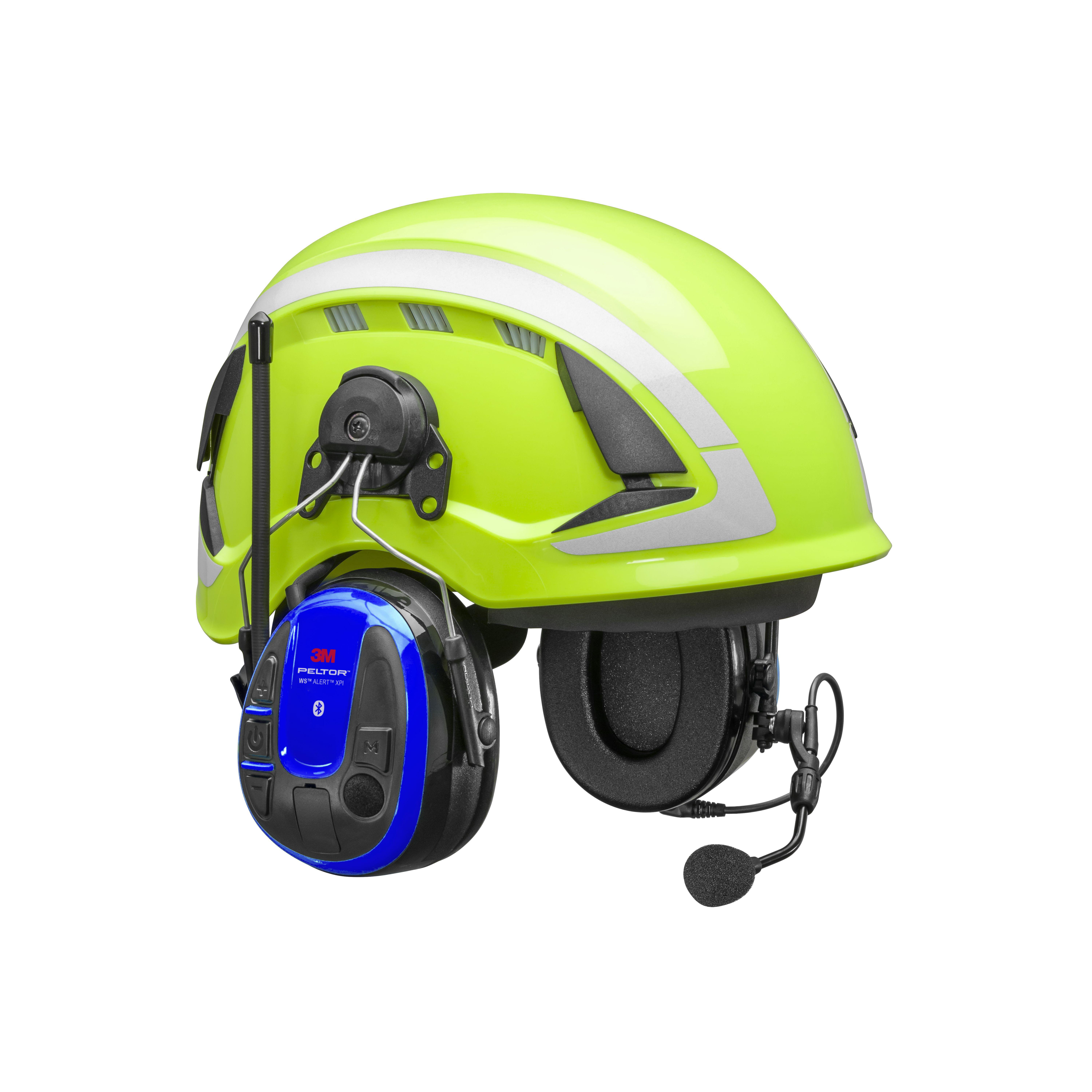 3M WS Alert XPI Wireless Ear Shells with Helmet Attachment, 30dB, Blue, Noise Cancelling Microphone