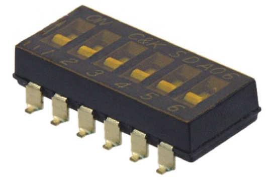 C & K 6 Way Surface Mount DIP Switch SPST, Flush Actuator
