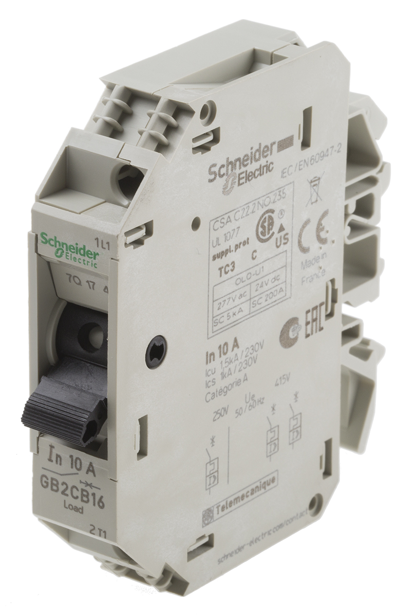 Schneider Electric 10A 1P Pole Thermal Magnetic Circuit Breaker, 277 V ac, 415 V ac GB2