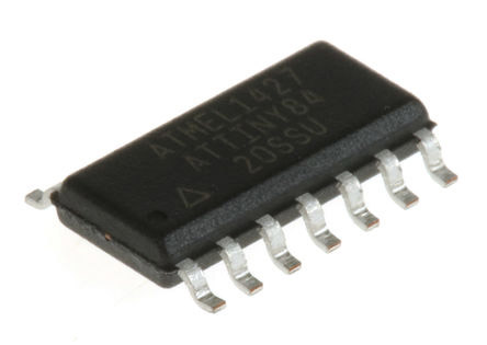 Microchip ATTINY84-20SSU, 8 bit AVR, ATTINY84 Microcontroller, 20 MHz, 8kB FLASH, 14-Pin SOIC