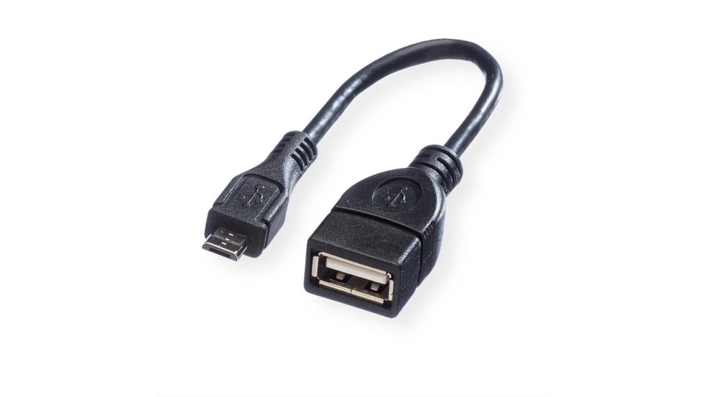 Value USB 2.0, Female USB A to Male Micro USB B, 150mm