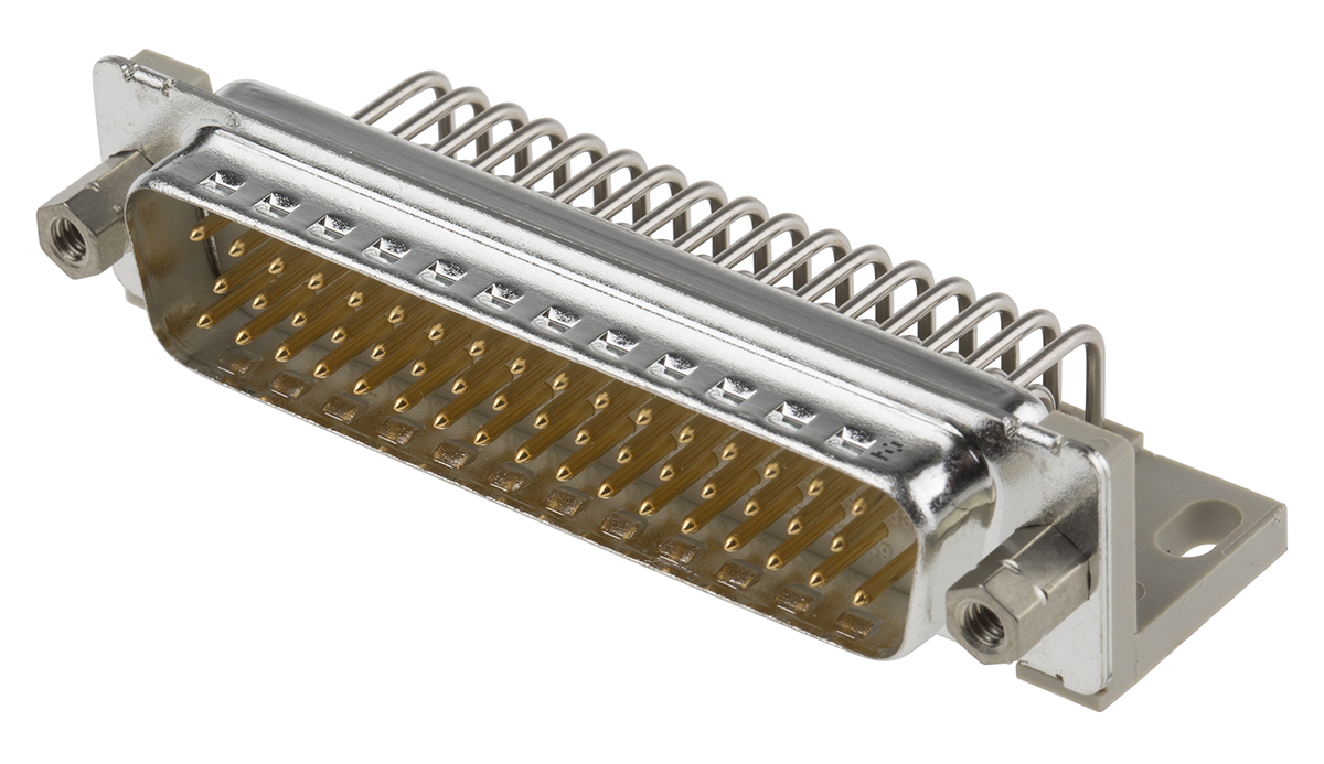 Provertha TMC 50 Way Right Angle Through Hole D-sub Connector Plug, 2.75mm Pitch, with 4-40 UNC screwlocks, Guide Frame