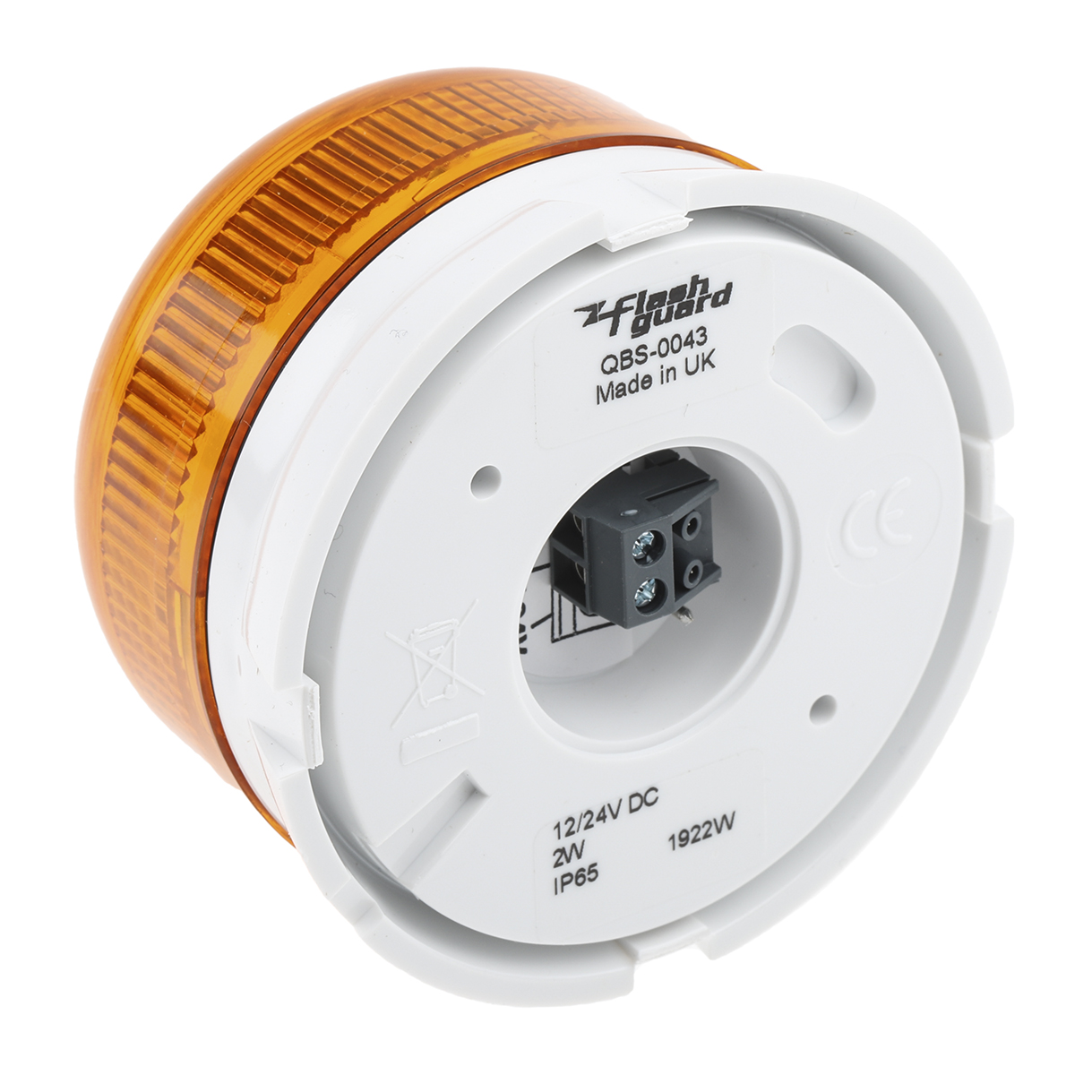 qbs-0043 Klaxon Flashguard QBS Series Amber Flashing Beacon, 12 V dc, 24 V dc, Surface Mount, Xenon Bulb