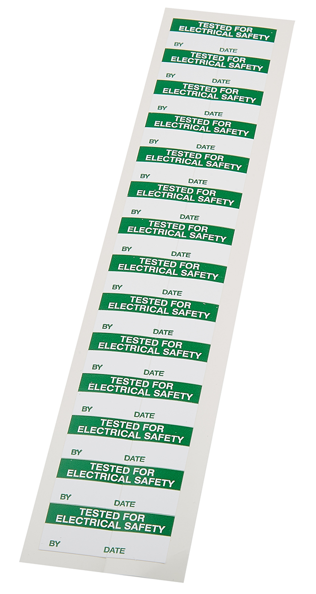 758-7989 RS PRO Adhesive Pre-Printed Adhesive Label-TESTED for ELECTRICAL SAFETY-. Quantity: 140 Per Pack