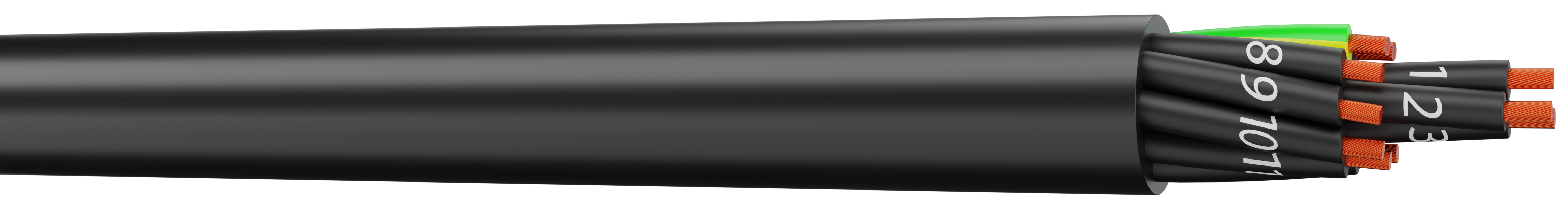 AXINDUS YY Control Cable, 7 Cores 1mm² 17 AWG, Unscreened, 1000 m, Black Polyvinyl Chloride Sheath