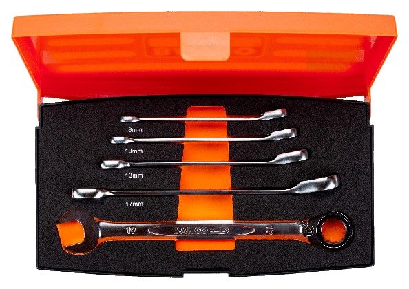 1rms5 Bahco 5-Piece Spanner Set, 8 To 19 mm, Alloy Steel