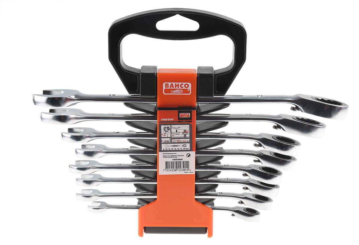 Bahco 8-Piece Spanner Set, 8 To 19 mm, Alloy Steel