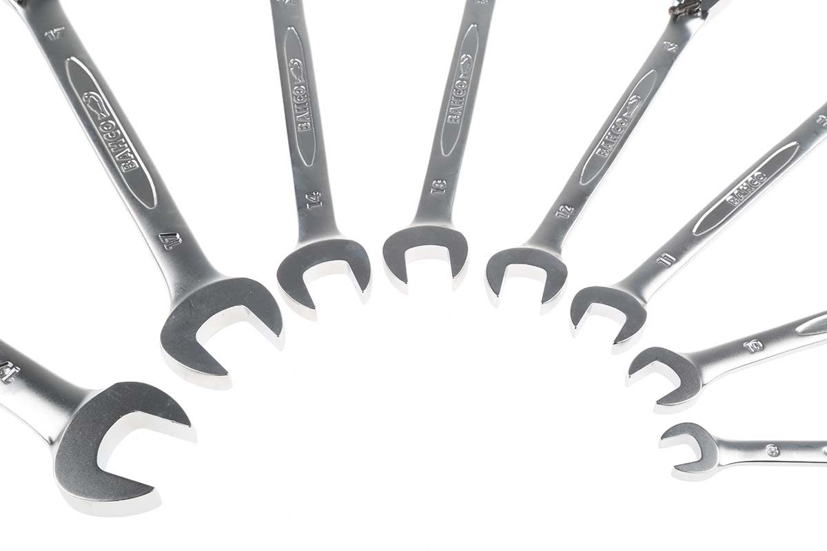 1rmsh8 Bahco 8-Piece Spanner Set, 8 To 19 mm, Alloy Steel