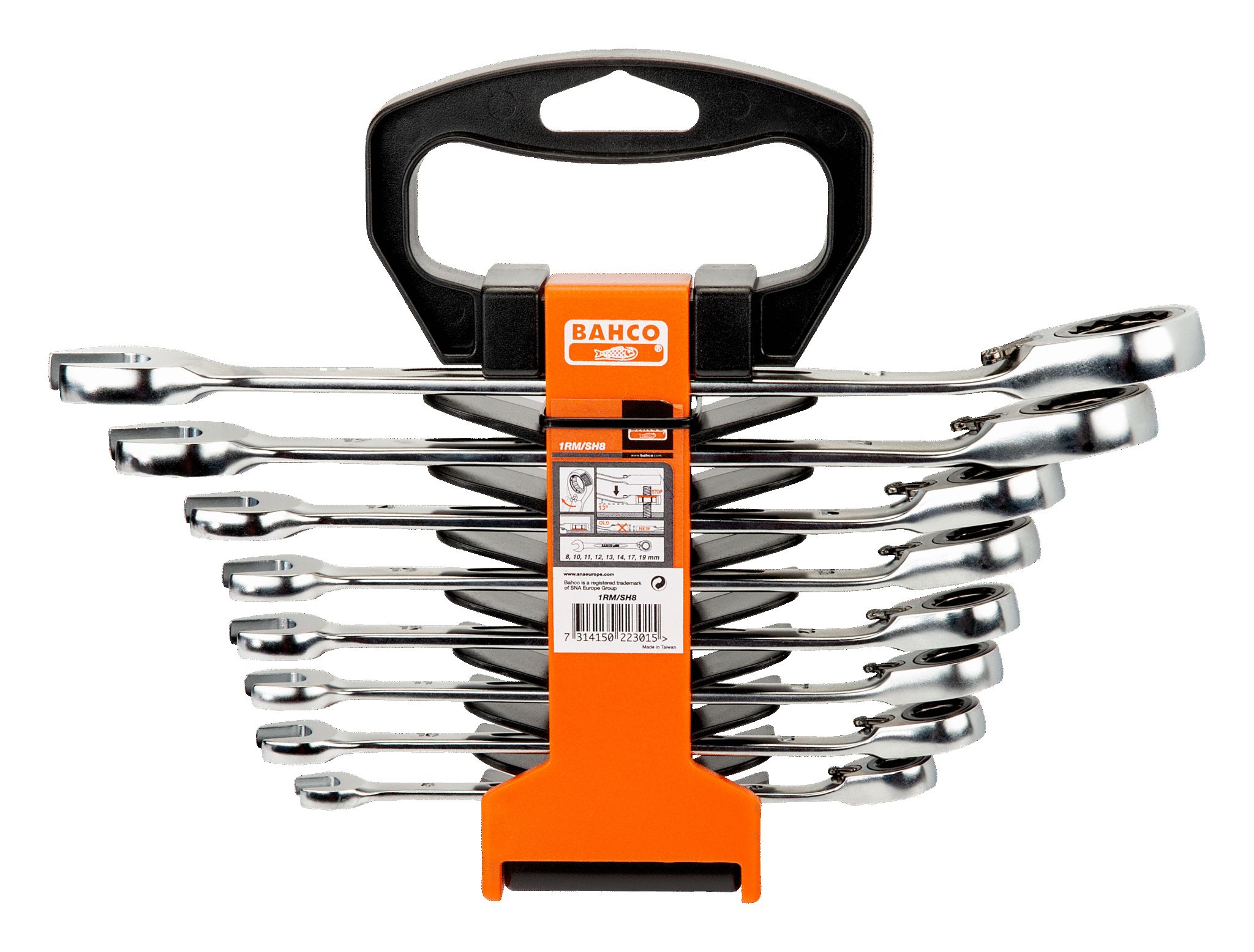 1rmsh8 Bahco 8-Piece Spanner Set, 8 To 19 mm, Alloy Steel