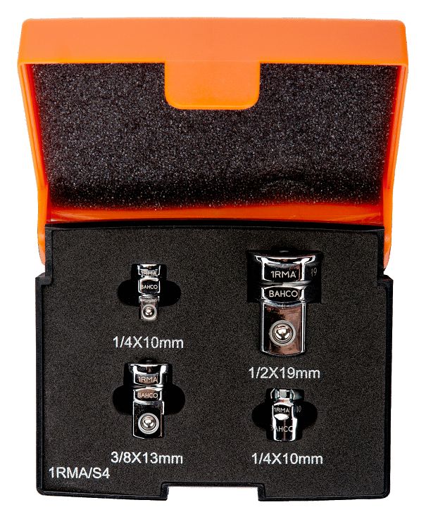 1rmas4 Bahco 4-Piece Spanner Set, 1/2 in, 3/8 in, 1/4 in, Alloy Steel