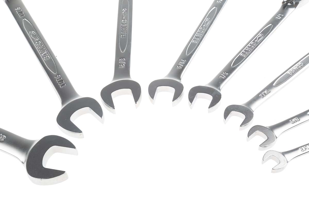 1rzsh8 Bahco 8-Piece Spanner Set, 5/16 To 3/4, Alloy Steel