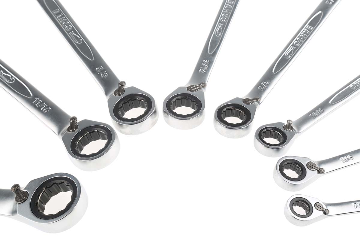 1rzsh8 Bahco 8-Piece Spanner Set, 5/16 To 3/4, Alloy Steel
