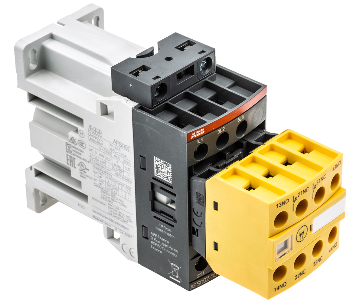 ABB Jokab AFS Contactor, 24V dc Coil, 3-Pole, 25 A, 9 kW 24V dc, 3 NO, 600V ac