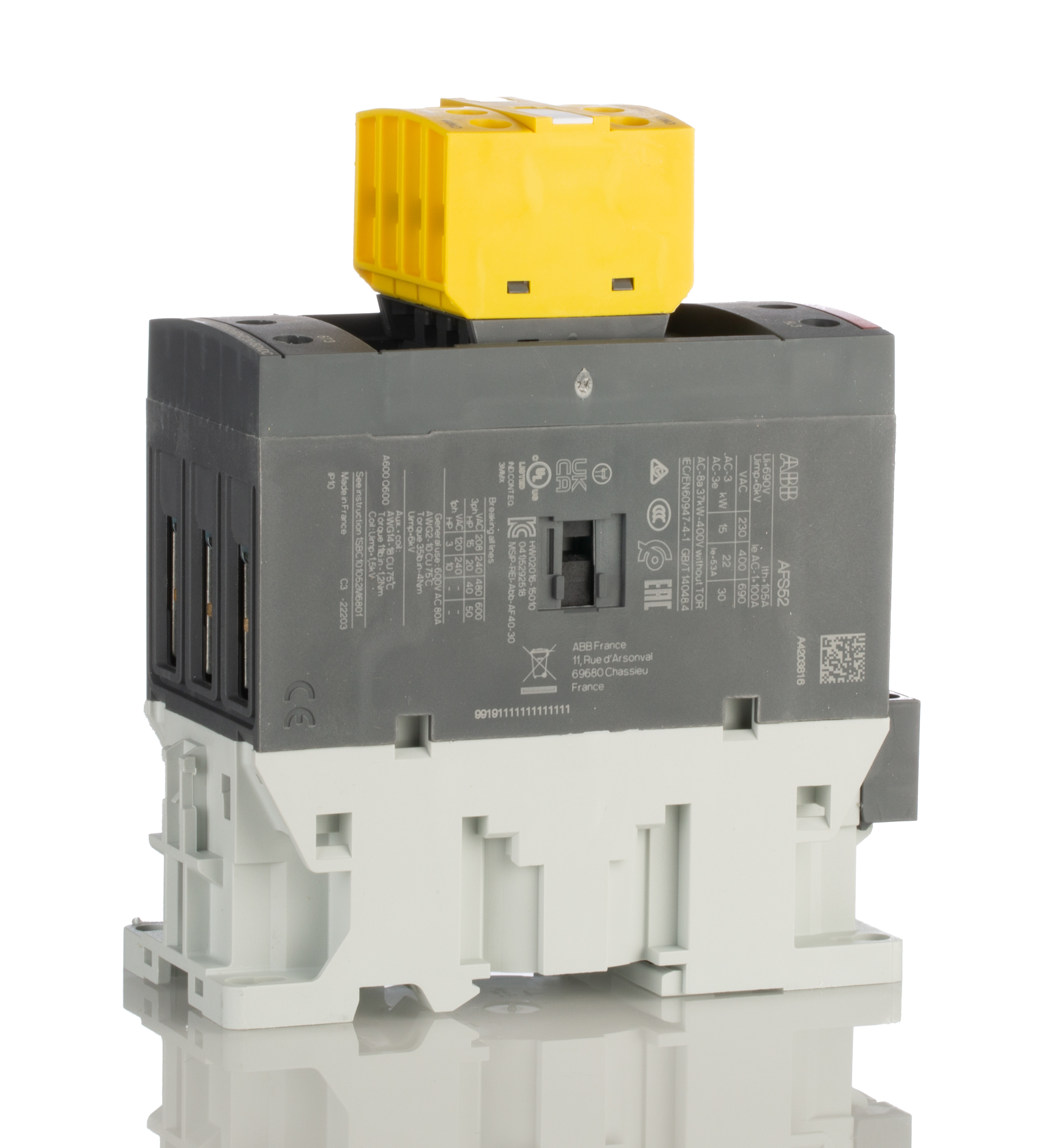ABB Jokab AFS Contactor, 24V ac, 60 V ac Coil, 3-Pole, 100 A, 30 kW 60V ac, 3 NO, 600V ac