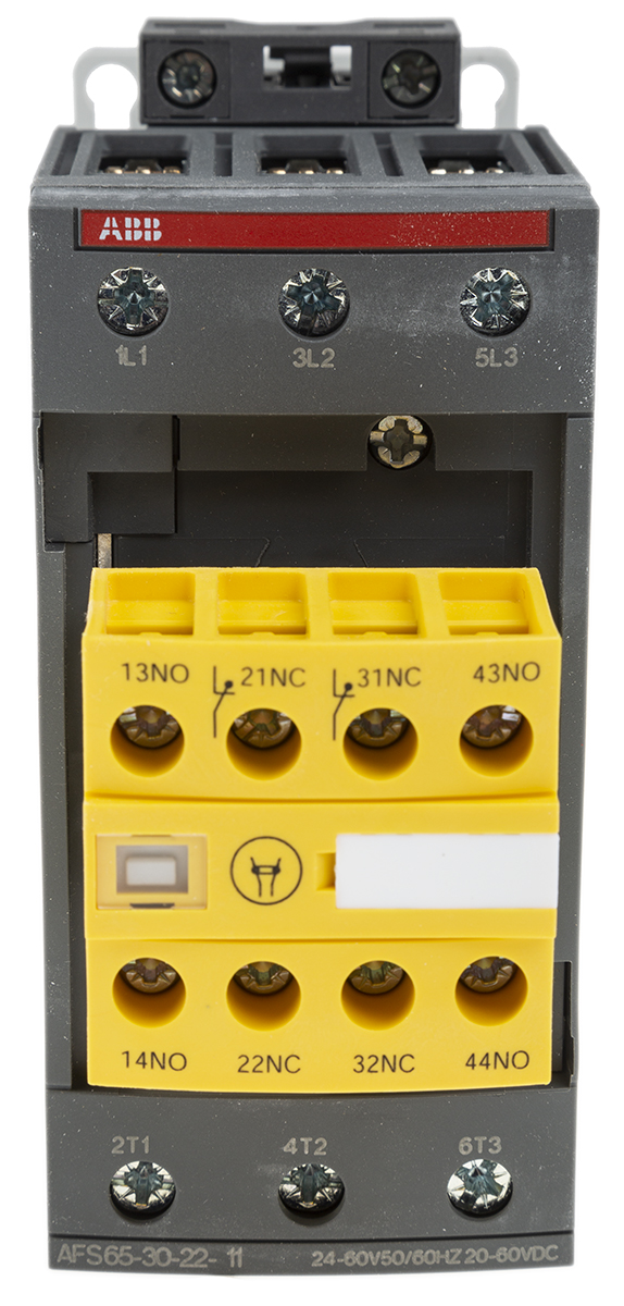 ABB Jokab AFS Contactor, 24V ac, 60 V ac Coil, 3-Pole, 105 A, 37 kW 60V ac, 3 NO, 600V ac