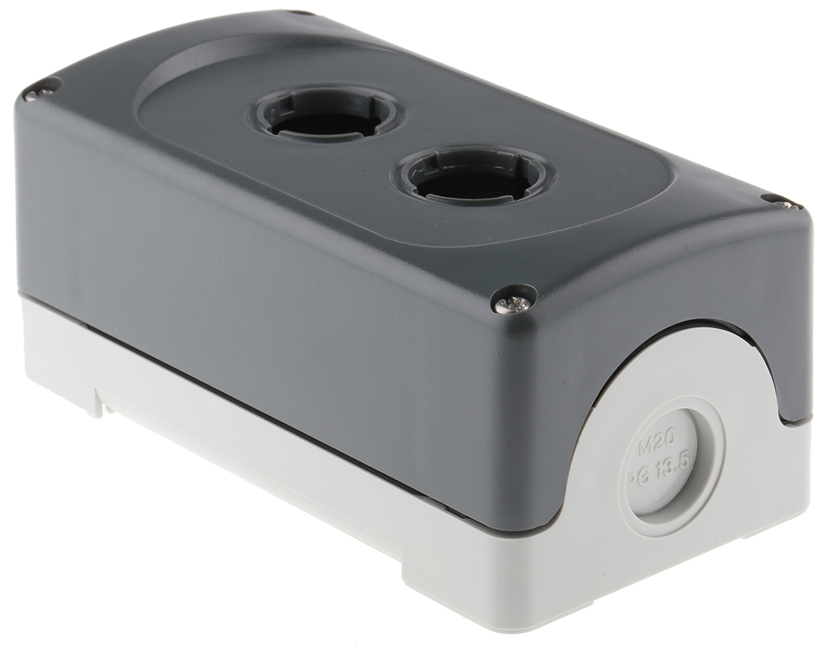 ABB Grey Plastic ABB Modular Push Button Enclosure - 2 Hole 22 mm Diameter