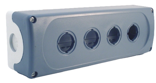 ABB Grey Plastic ABB Modular Push Button Enclosure - 4 Hole 22 mm Diameter