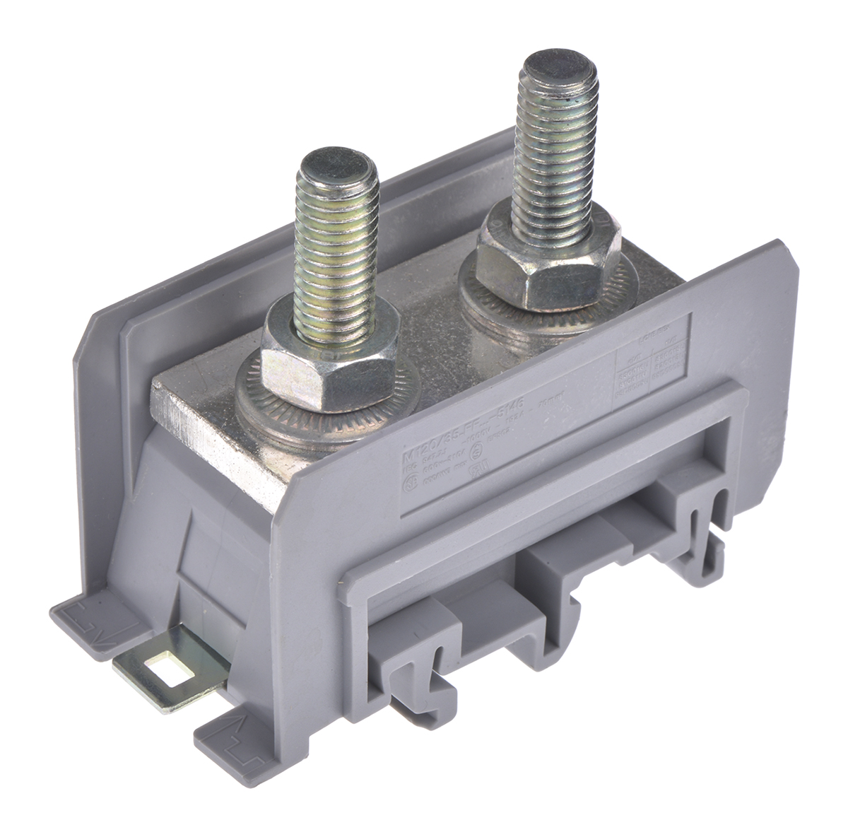 Entrelec 1SNA115146R1500 SNA Series DIN Rail Terminal Block Grey, 70mm², 1-Level, Bolt