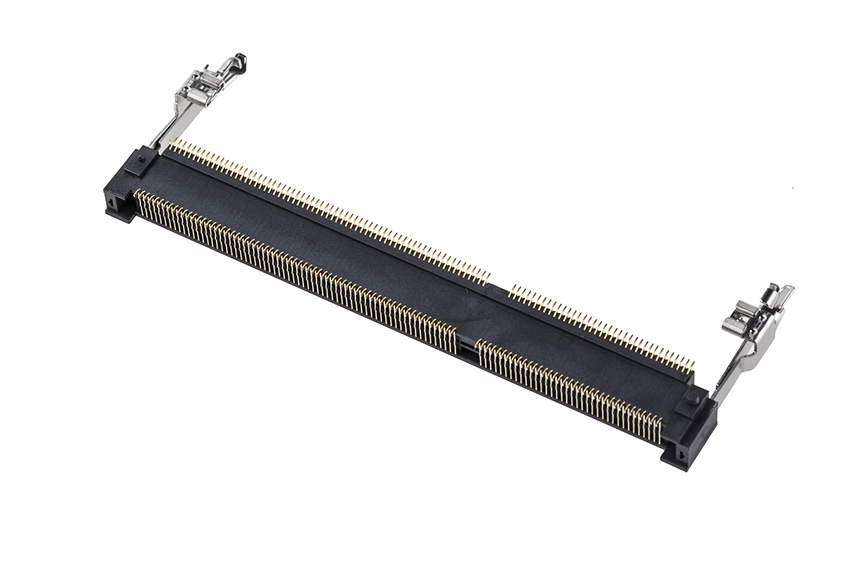 TE Connectivity 0.6 mm Pitch 204 Way, Right Angle Surface Mount DDR3 DIMM Socket ,1.5V, 0.5A