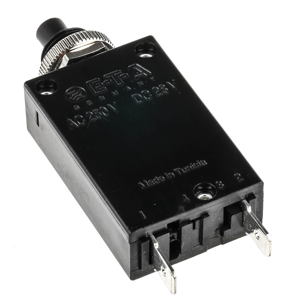 ETA 2 5700 Thermal Circuit Breaker - 1-Pole, Panel, 10A Current Rating, 25 A, 250V ac, 50 V dc