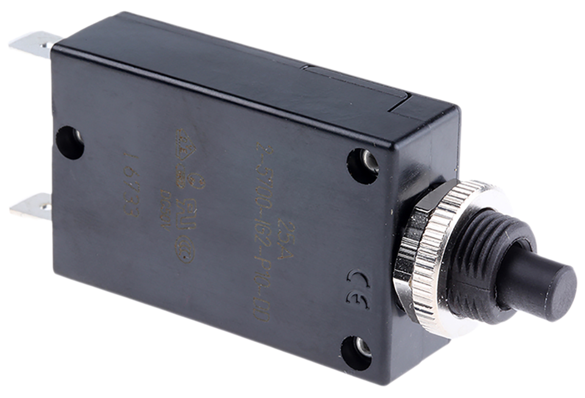 ETA 2 5700 Thermal Circuit Breaker - 1-Pole, Panel, 25A Current Rating, 25 A, 250V ac, 50 V dc