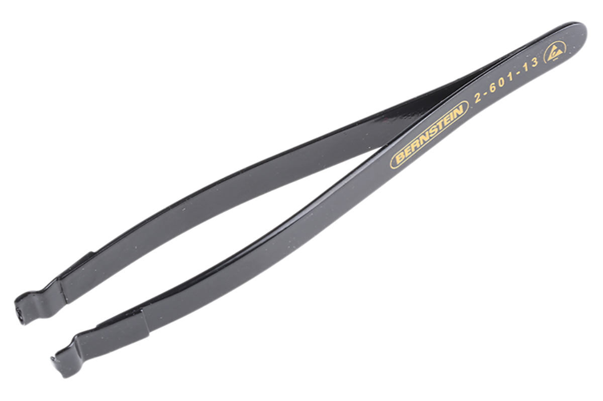Bernstein 125mm Ceramic, Steel, Nickel Plated Brass, Glass, Plastic Sharp, Pointed, Triangular, Slotted ESD Safe Tweezer