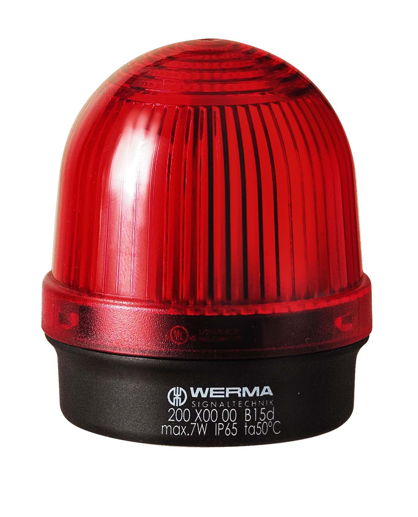 Werma 200 Series Red Continuous Beacon 230V, Filament Bulb Base, IP65