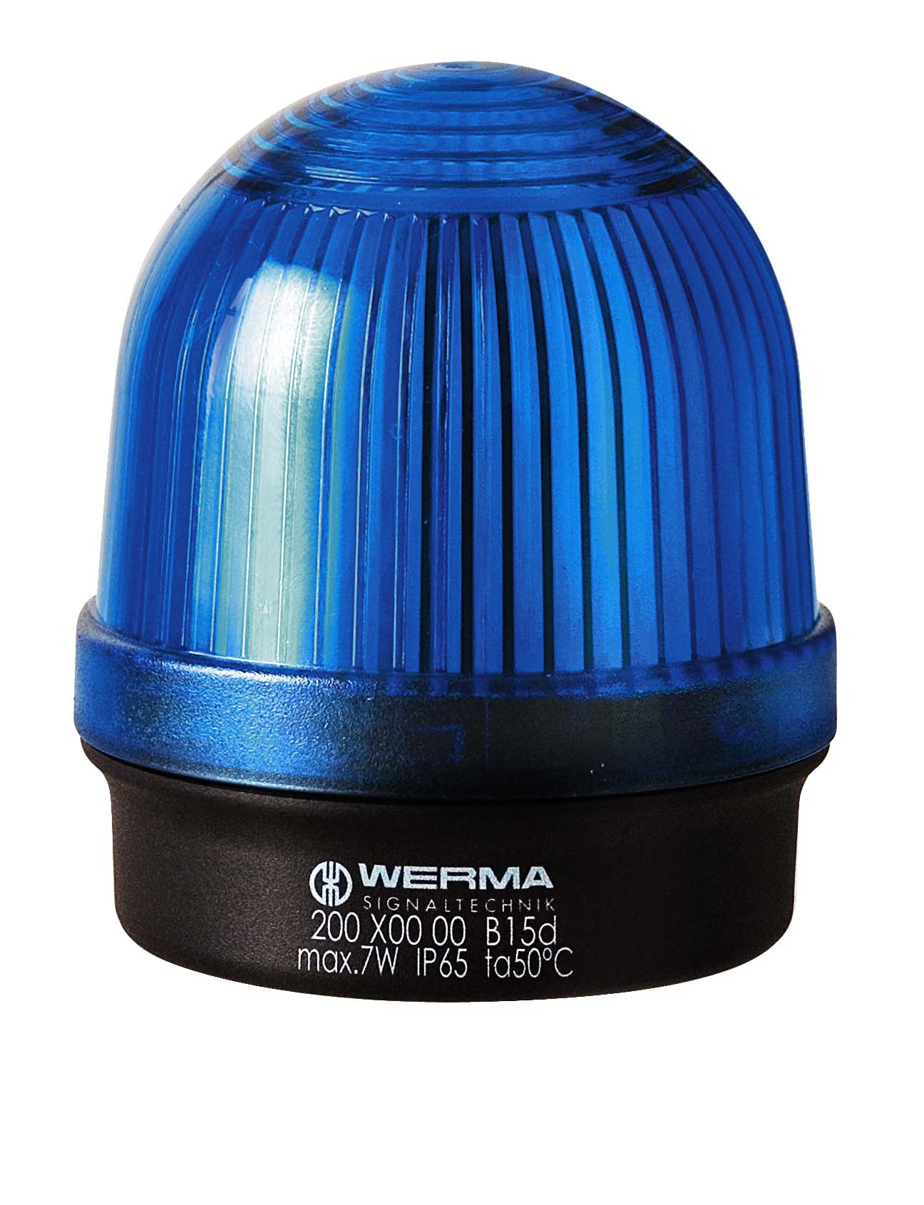 Werma 200 Series Blue Continuous Beacon 230V, Filament Bulb Base, IP65