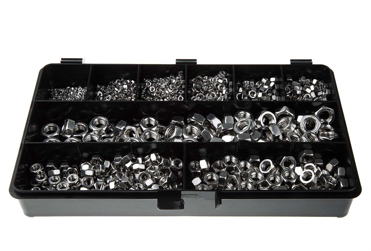 200-9784 RS PRO Stainless Steel Hex Full Nuts Box, 1710 Pieces