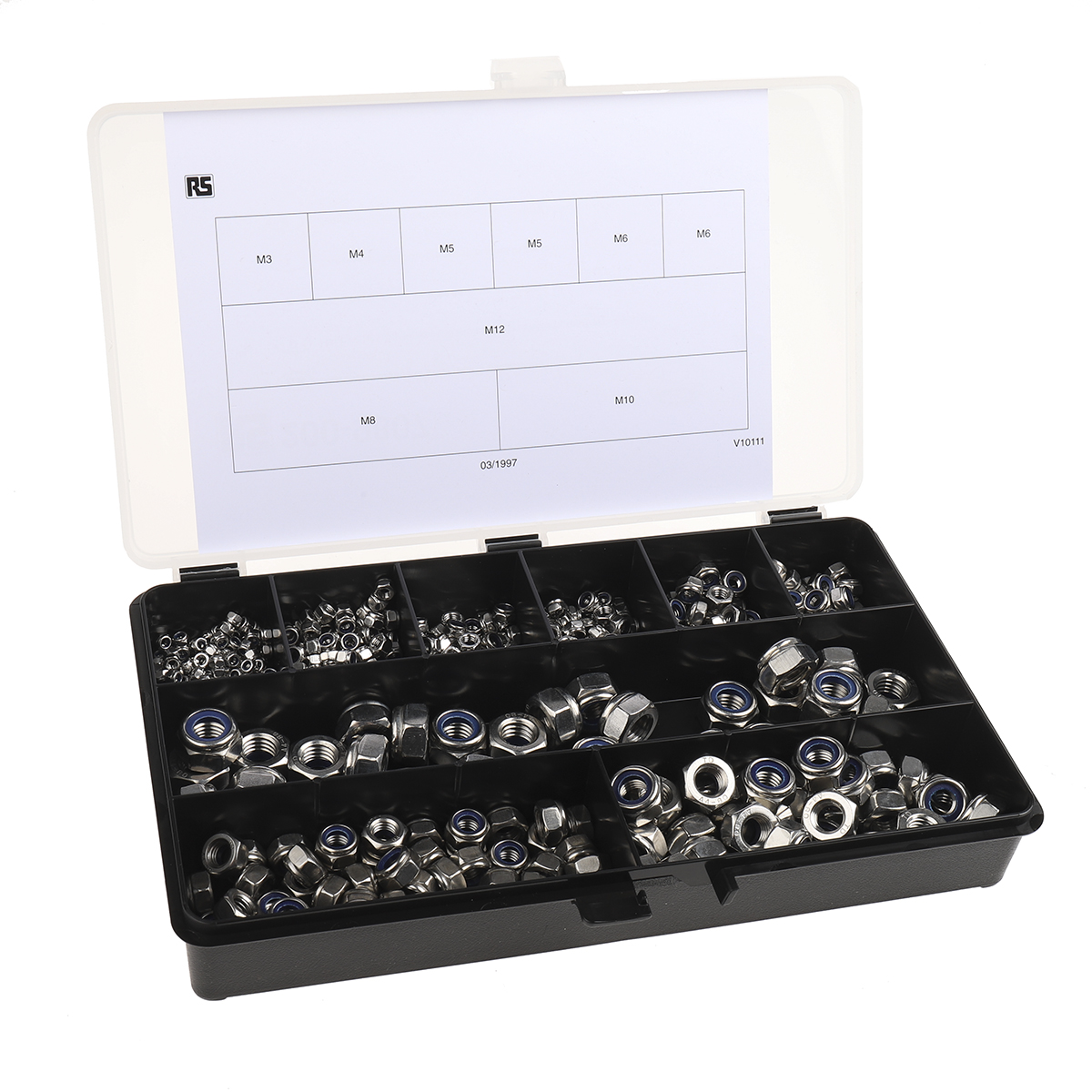 RS PRO Stainless Steel Self-Locking Nuts Box, 545 Pieces