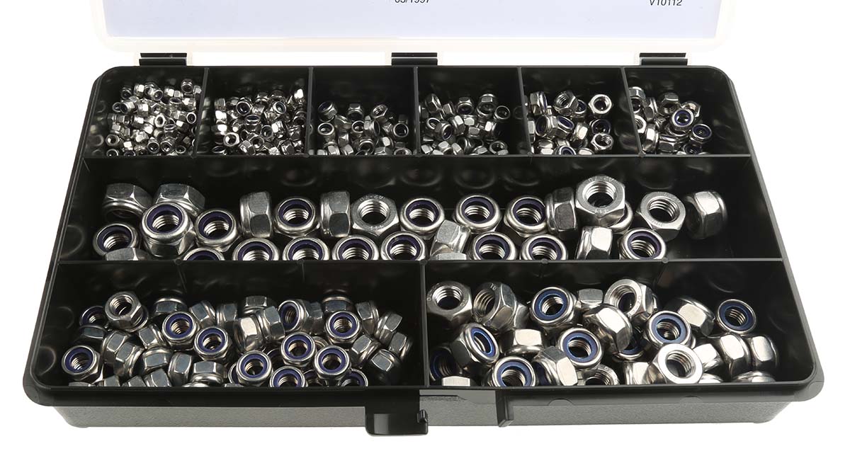 200-9813 RS PRO Stainless Steel Self-Locking Nuts Box, 545 Pieces