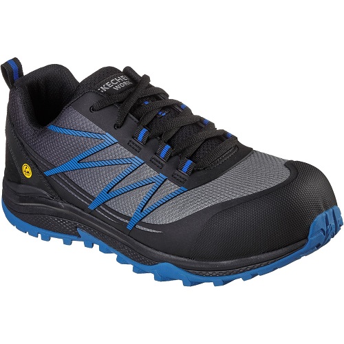 Skechers Men's Black, Blue Safety Trainer, UK 8, EU 42