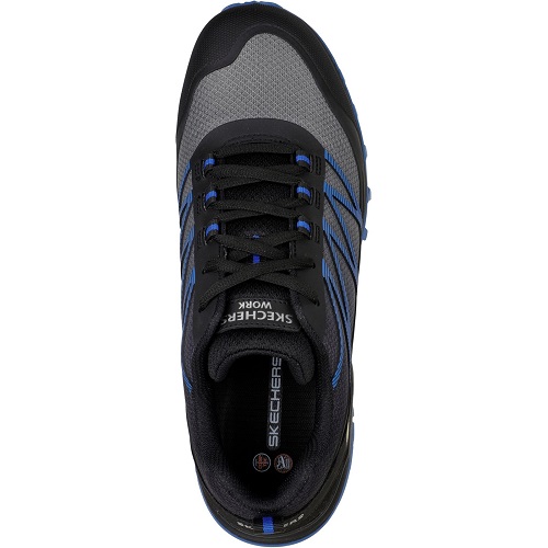 200046ec-bkbl Skechers Men's Black, Blue Safety Trainer, UK 10, EU 45