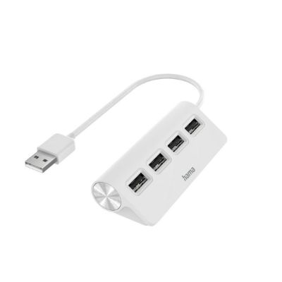 Hama 4 Port USB 2.0 USB Hub, USB Powered, 22 mm
