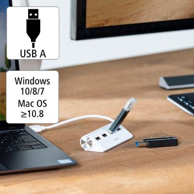 200120 Hama 4 Port USB 2.0 USB Hub, USB Powered, 22 mm