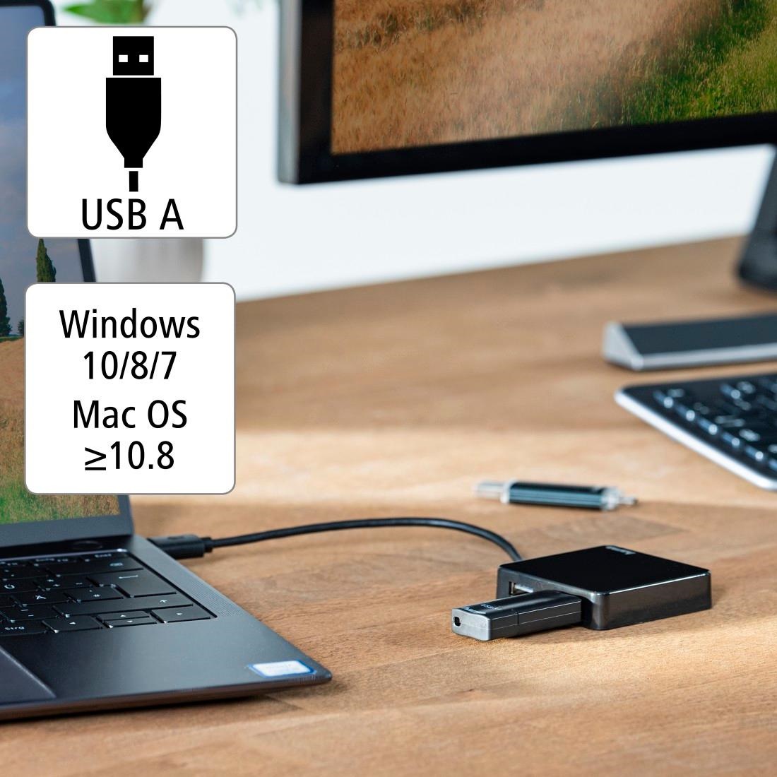 200121 Hama 4 Port USB 2.0 USB Hub, USB Powered, 56 mm 13 mm 56mm