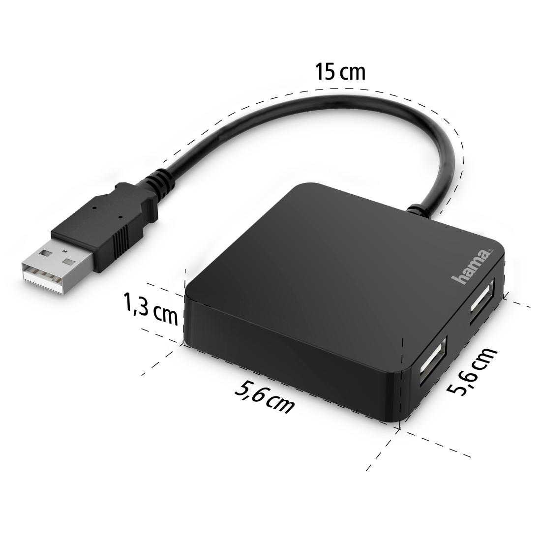 200121 Hama 4 Port USB 2.0 USB Hub, USB Powered, 56 mm 13 mm 56mm