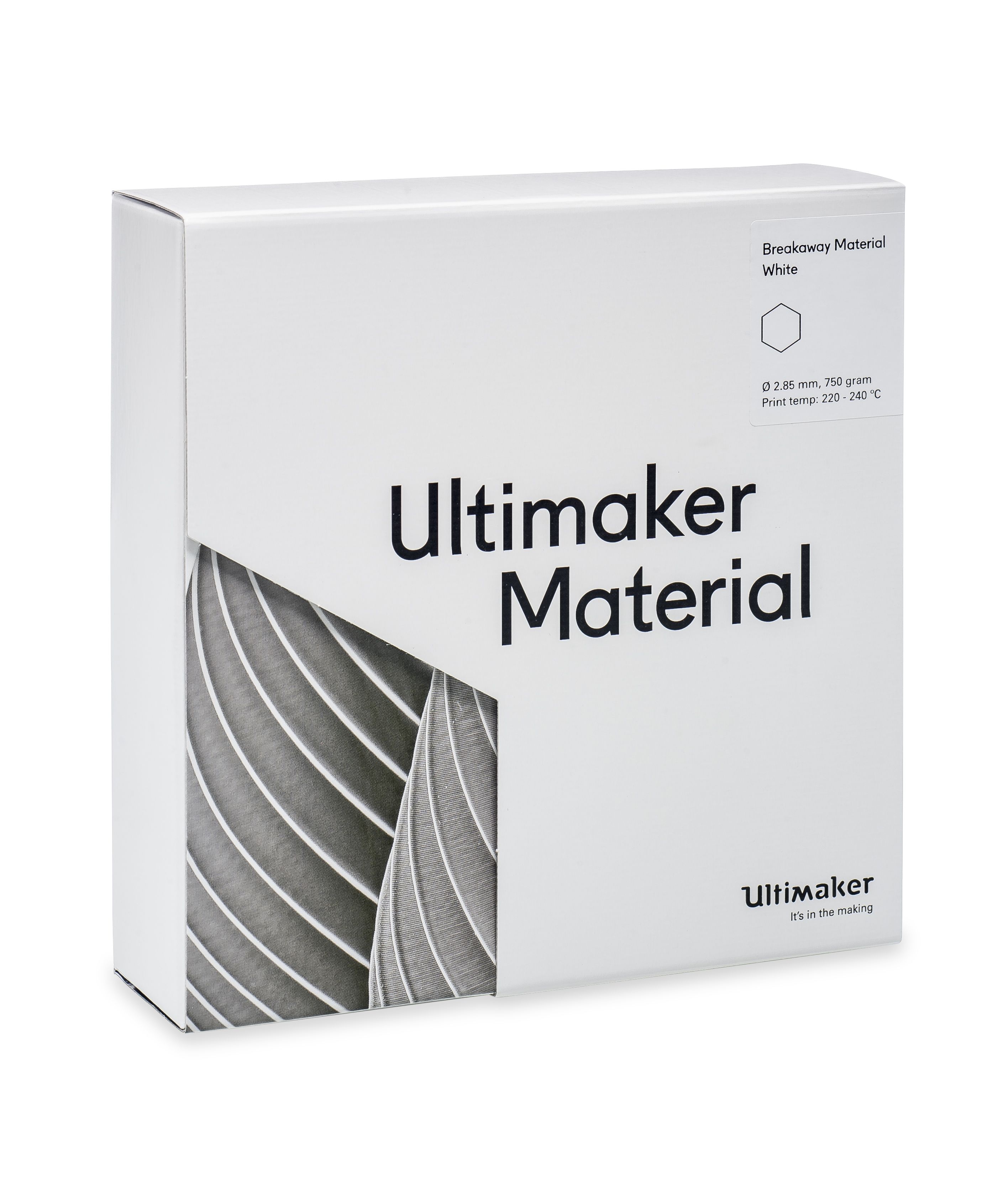 Ultimaker 2.85 mm White Breakaway 3D Printer Filament, 750 g