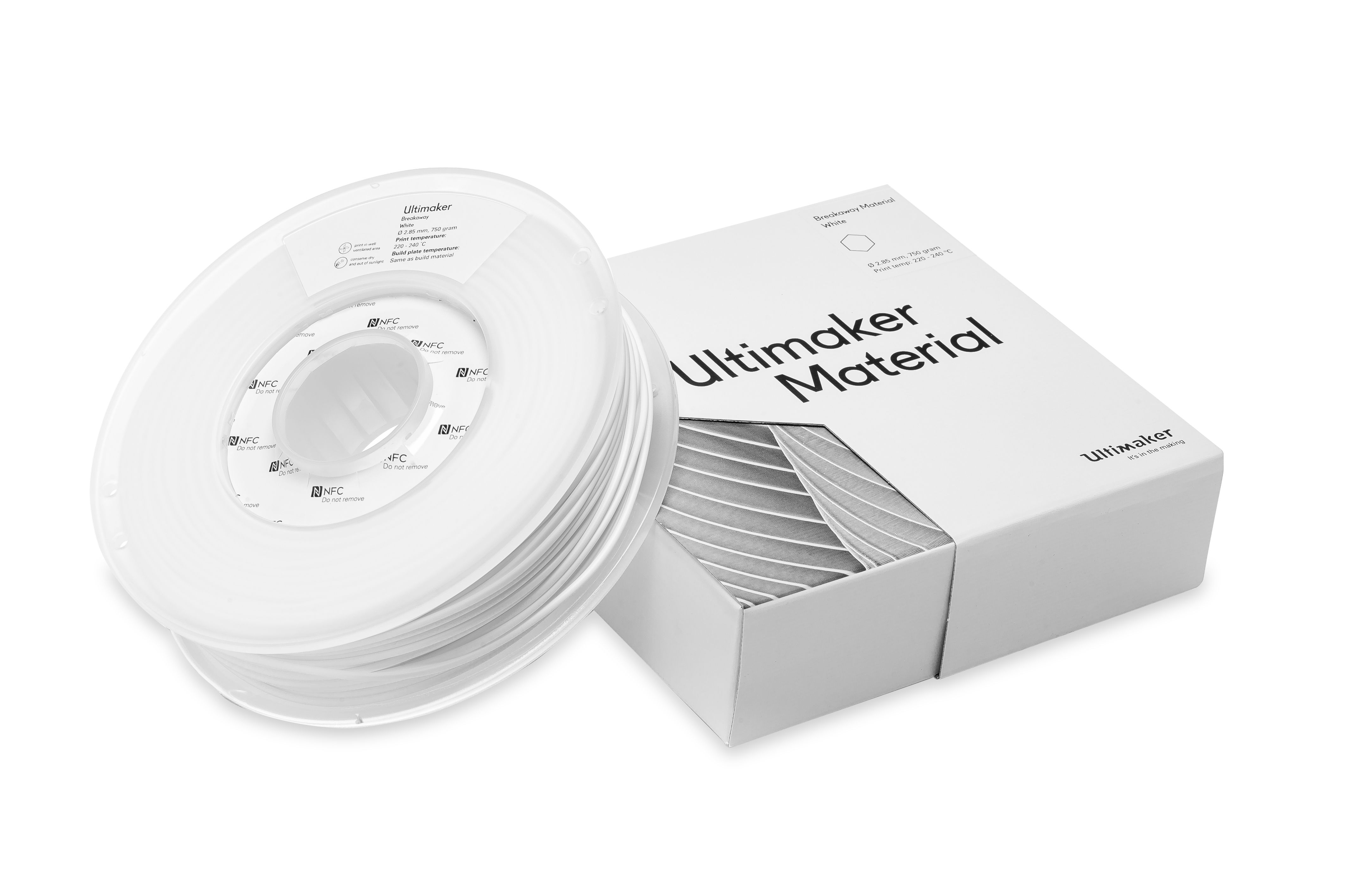 200551 Ultimaker 2.85 mm White Breakaway 3D Printer Filament, 750 g