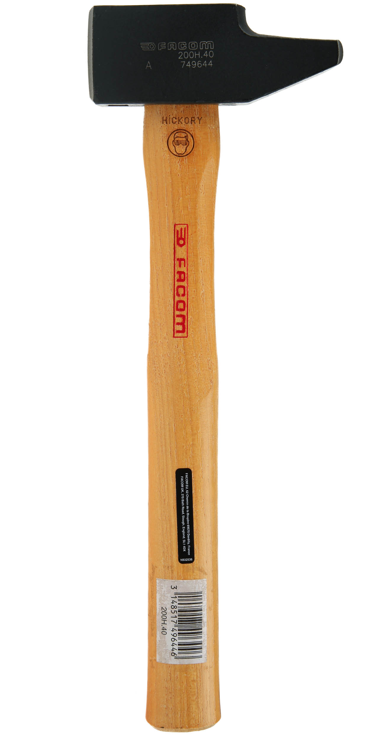 Facom Steel Head Engineer Hammer with Hickory Wood Handle, 1 kg