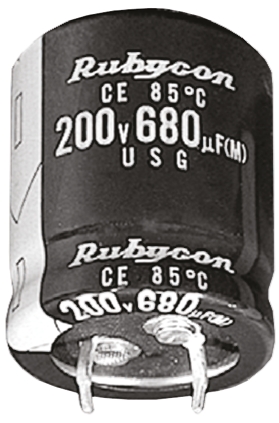 Rubycon 2200 μF Capacitor 200V dc, Snap-in Radial Lead