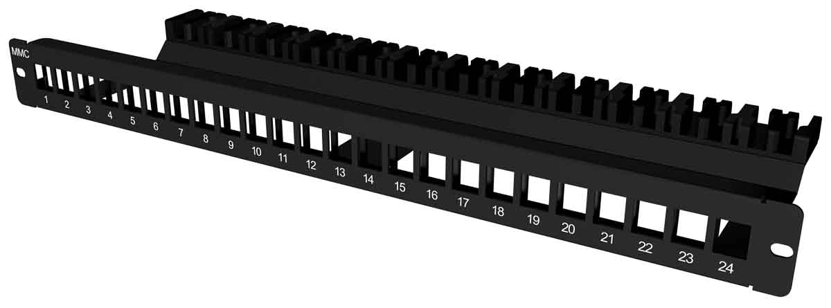 RS PRO RSBCPAN1U Series Cat5 24 Port RJ45 Patch Panel 1 U Black