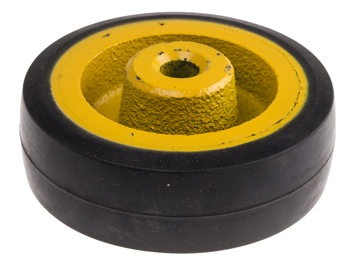 201-2601 RS PRO Black, Yellow Rubber Trolley Wheel, 100 kg