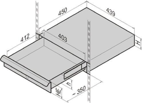 nVent SCHROFF Grey Drawer, 2 U, 15kg Load, 439mm x 450 mm