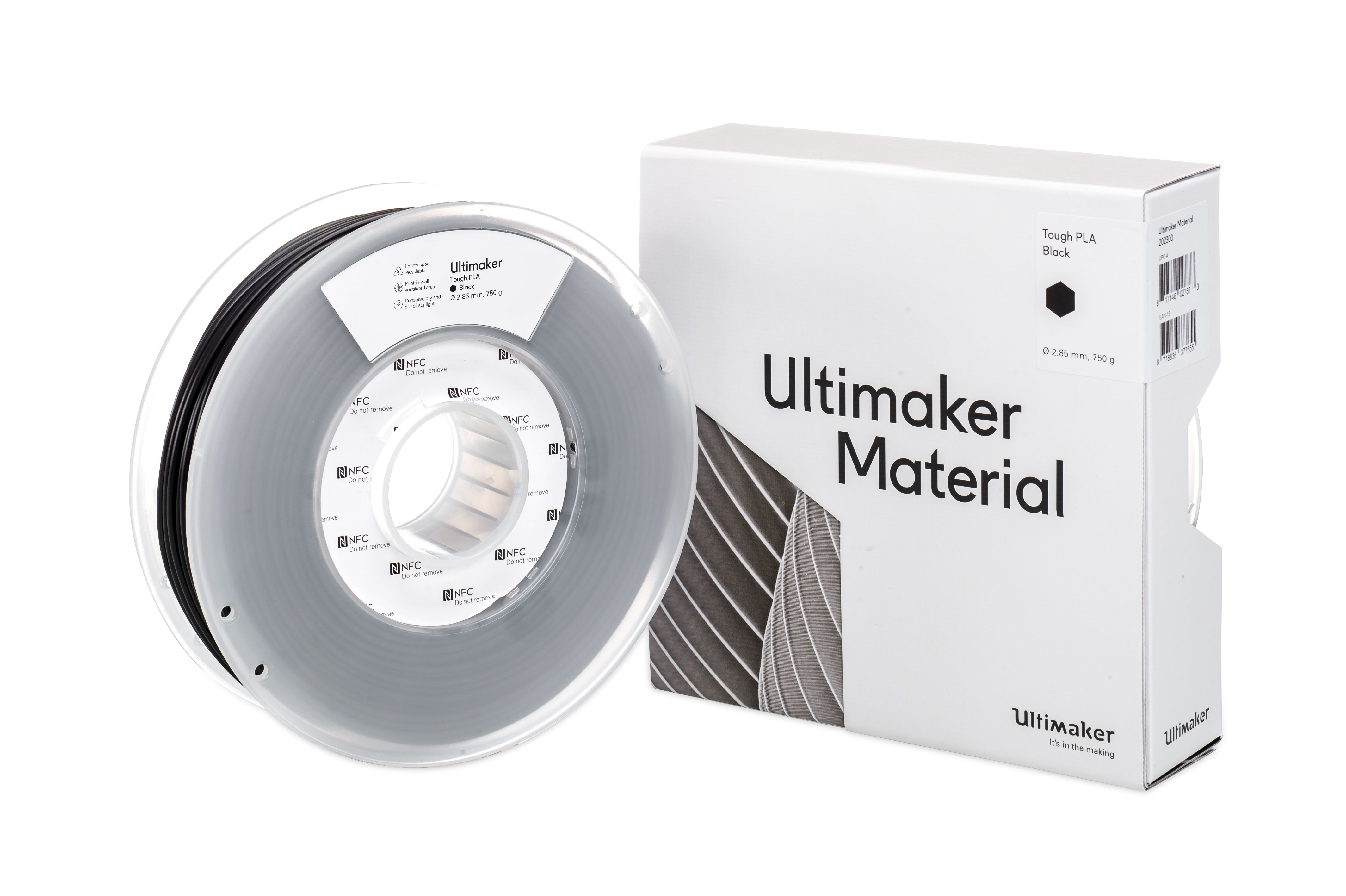 Ultimaker 2.85 mm Black Tough PLA 3D Printer Filament, 750 g