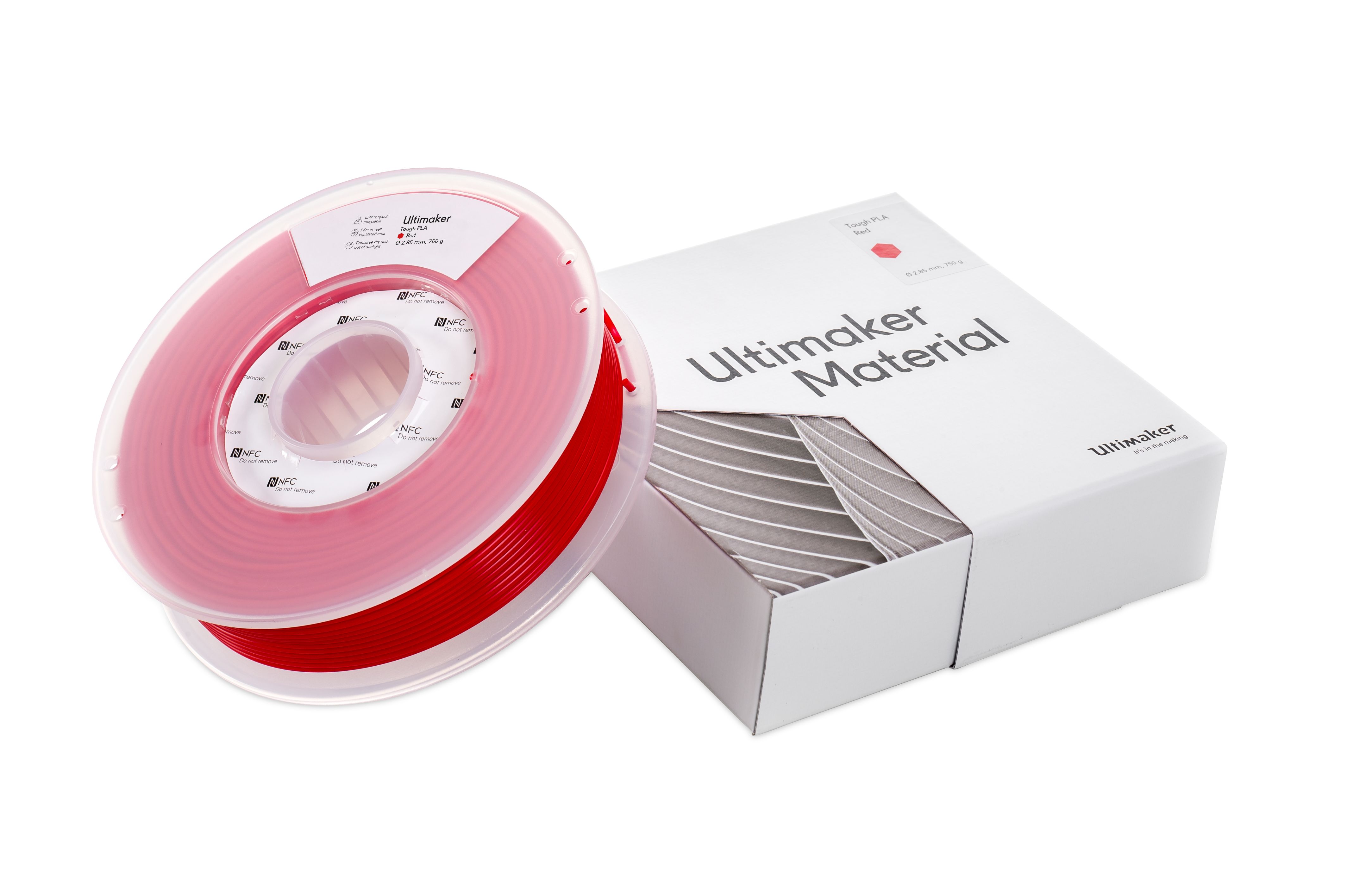 202302 Ultimaker 2.85 mm Red Tough PLA 3D Printer Filament, 750 g